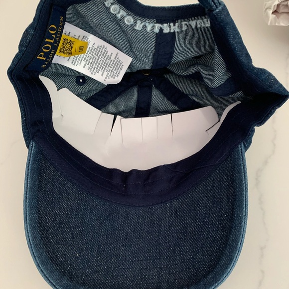 Polo Ralph Lauren Bear Denim Hat Cap Adjustable Strap Back Embroidered Logo NWT - Picture 6 of 7
